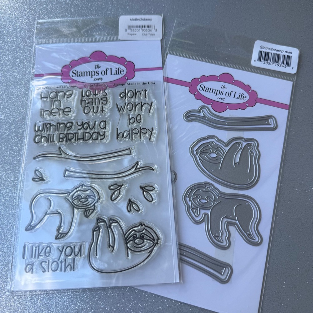 The Stamps of Life Stamps and Dies Set Clear Silver Sloths2stamp Sloth